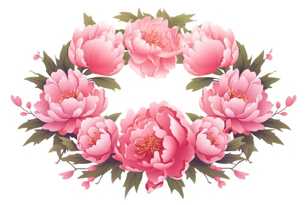 Flower wreath peony pattern. AI generated Image by rawpixel.