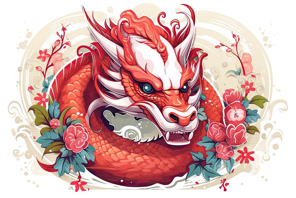 Zodiac dragon cartoon pattern chinese new year. AI generated Image by rawpixel.