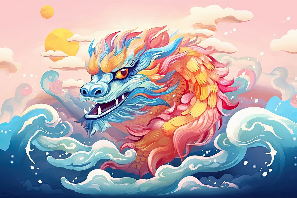 Zodiac dragon cartoon chinese new year representation. AI generated Image by rawpixel.