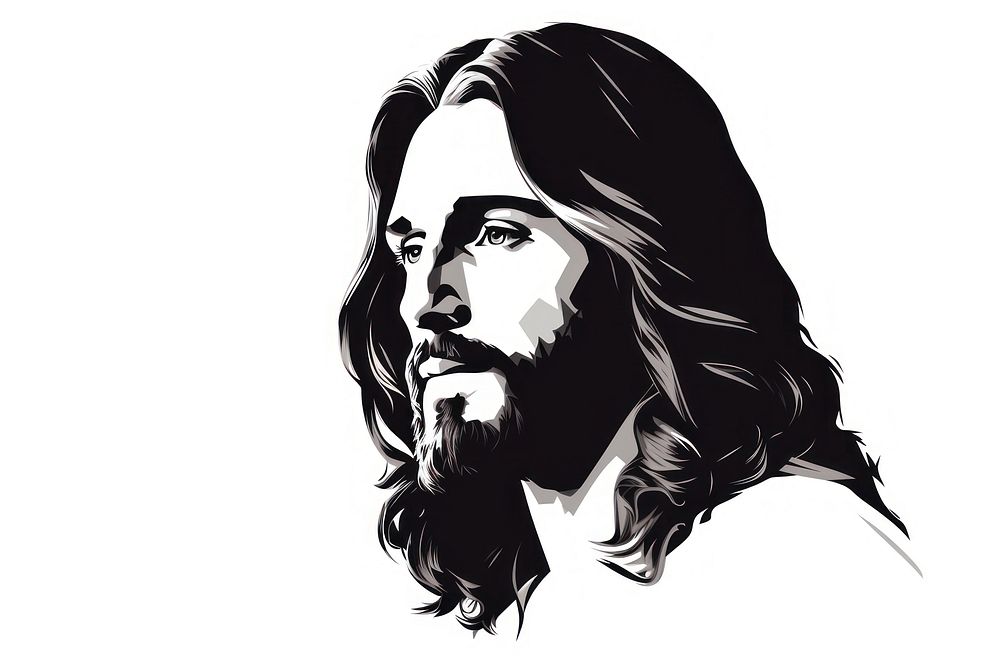 Silhouette Jesus portrait drawing. AI generated Image by rawpixel.