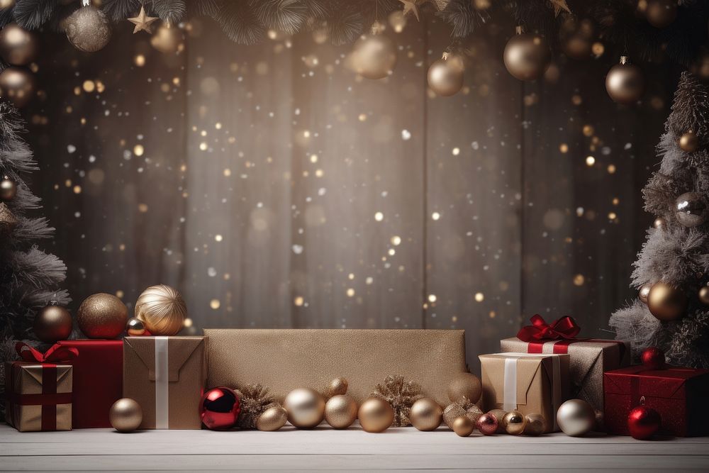Christmas banner christmas box illuminated. AI generated Image by rawpixel.