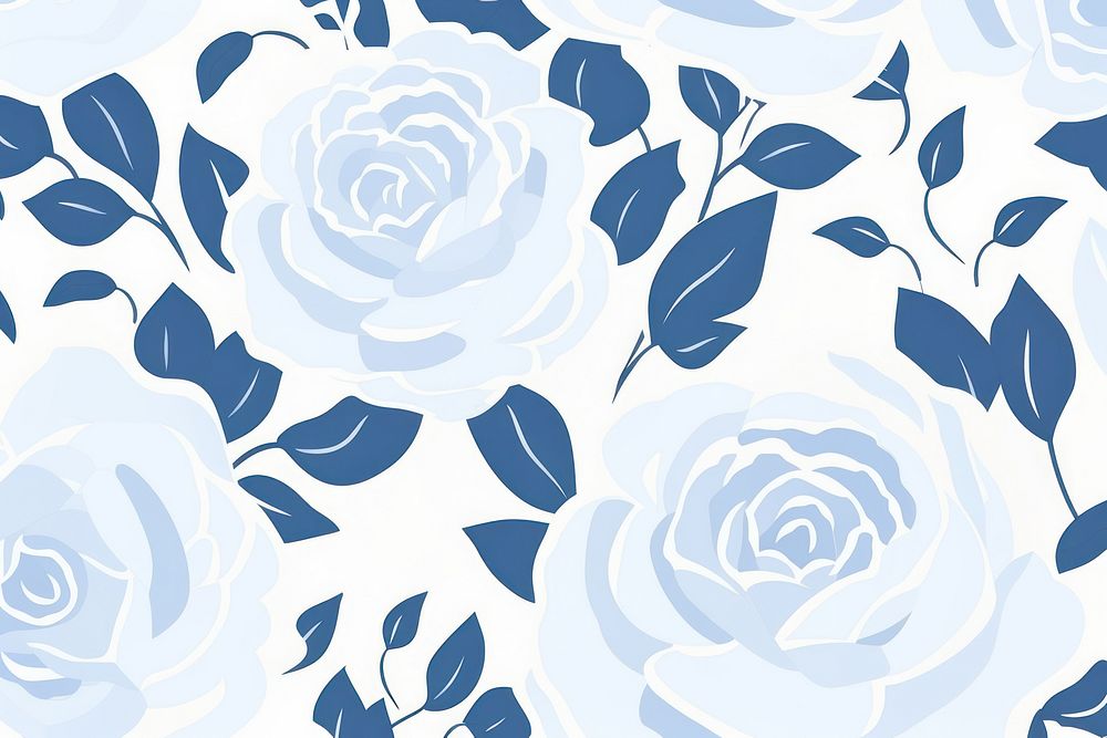 Blue rose pattern backgrounds wallpaper. AI generated Image by rawpixel.