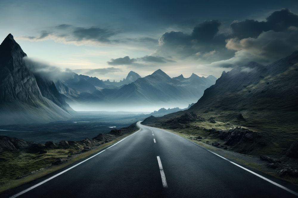Landscape road mountain highway. AI generated Image by rawpixel.