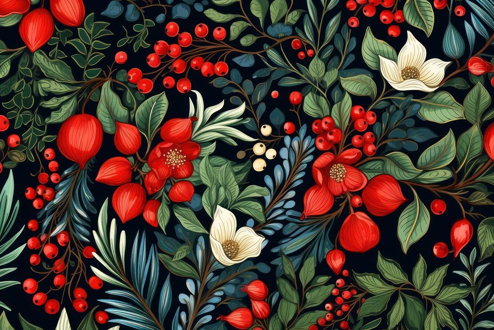 Christmas pattern plant textile. 