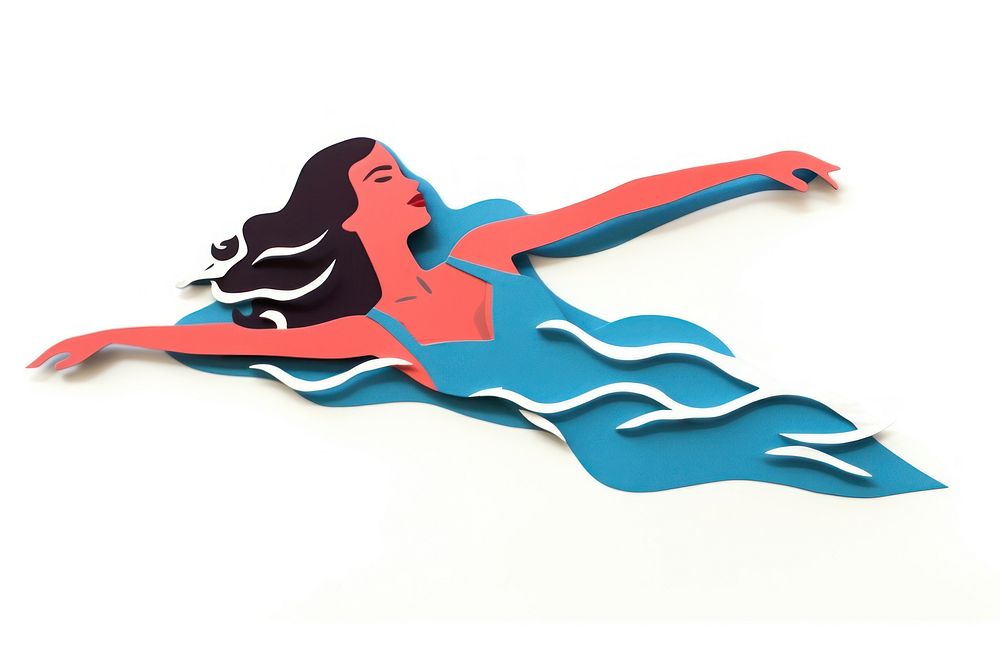 Swimming woman art white background. AI generated Image by rawpixel.