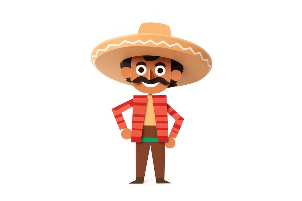 Man Mexican sombrero white background. AI generated Image by rawpixel.