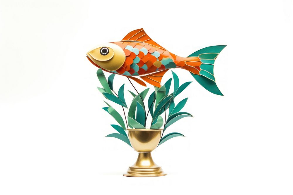Trophy swimming animal fish. AI generated Image by rawpixel.