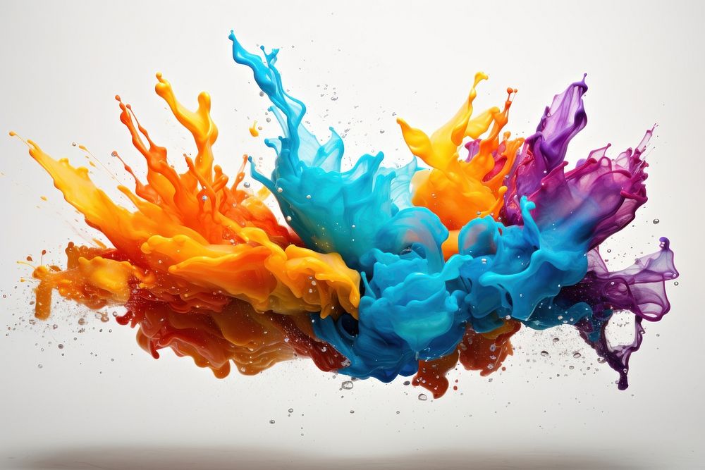 Colorful splash painting art white background. AI generated Image by rawpixel.