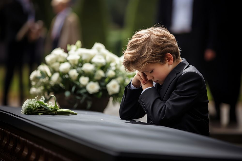Grief worried funeral crying. AI generated Image by rawpixel.