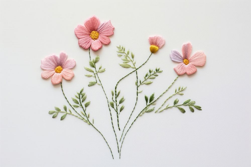 A flower embroidery plant inflorescence creativity. AI generated Image by rawpixel.
