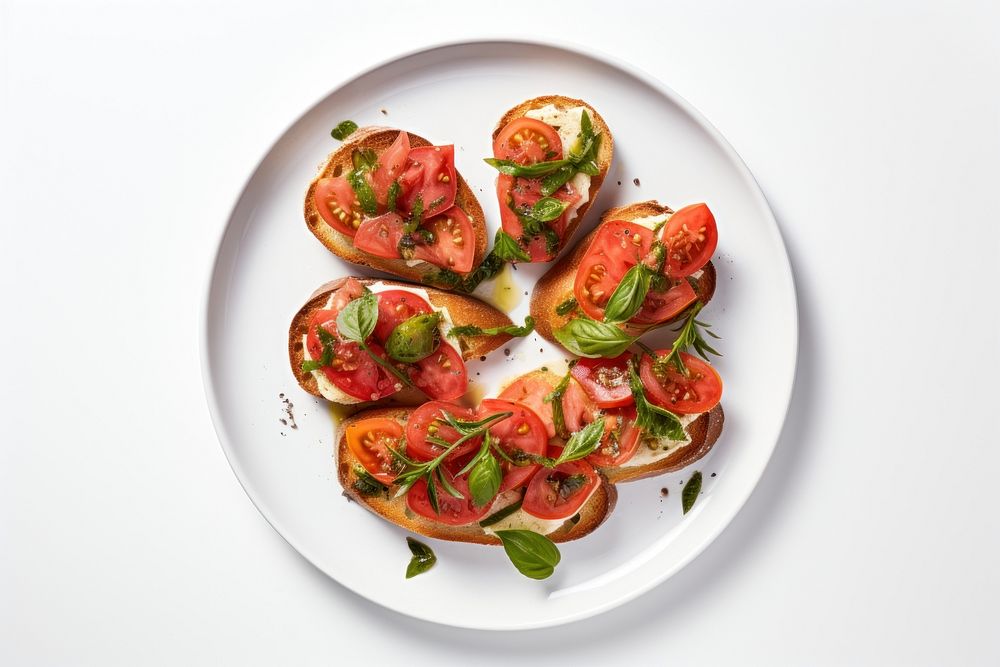 Bruschettas plate food meal. AI generated Image by rawpixel.