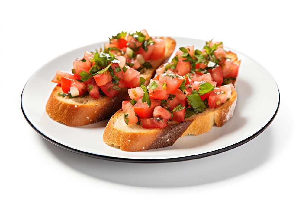 Bruschettas plate bread food. AI generated Image by rawpixel.
