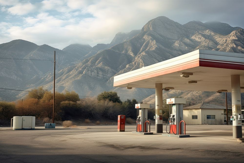 Gas station mountain architecture petroleum. Free Photo rawpixel