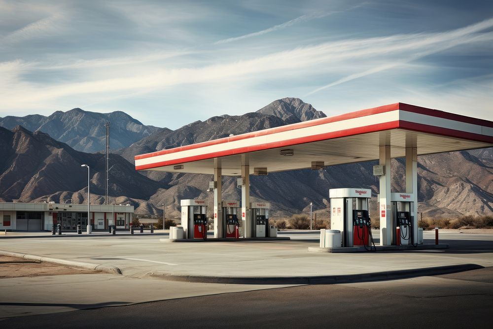 Gas station mountain architecture petroleum. Premium Photo rawpixel