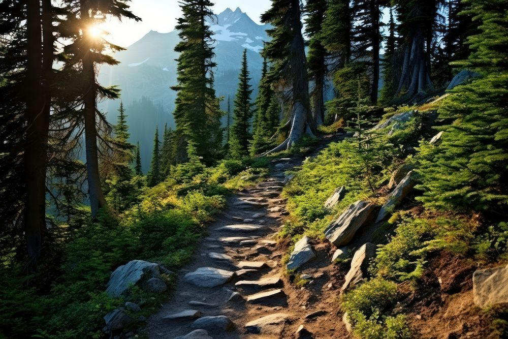 Hiking trail landscape wilderness mountain. AI generated Image by rawpixel.