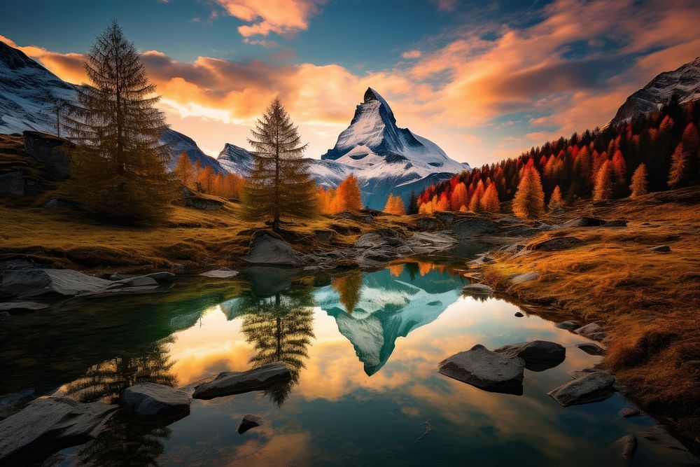 Switzerland landscapes wilderness panoramic mountain. AI generated Image by rawpixel.