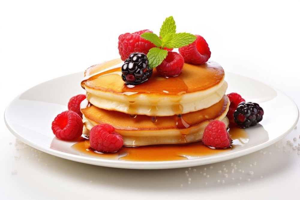 Pancakes raspberry berries fruit. AI generated Image by rawpixel.