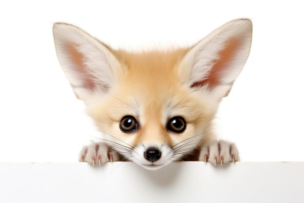 Fennec Fox fox peeking mammal. AI generated Image by rawpixel.