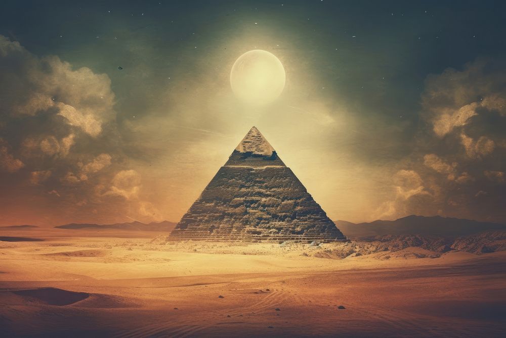 Pyramid architecture astronomy landscape. AI generated Image by rawpixel.
