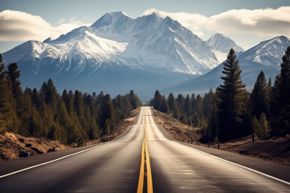Road trip landscape mountain outdoors. AI generated Image by rawpixel.