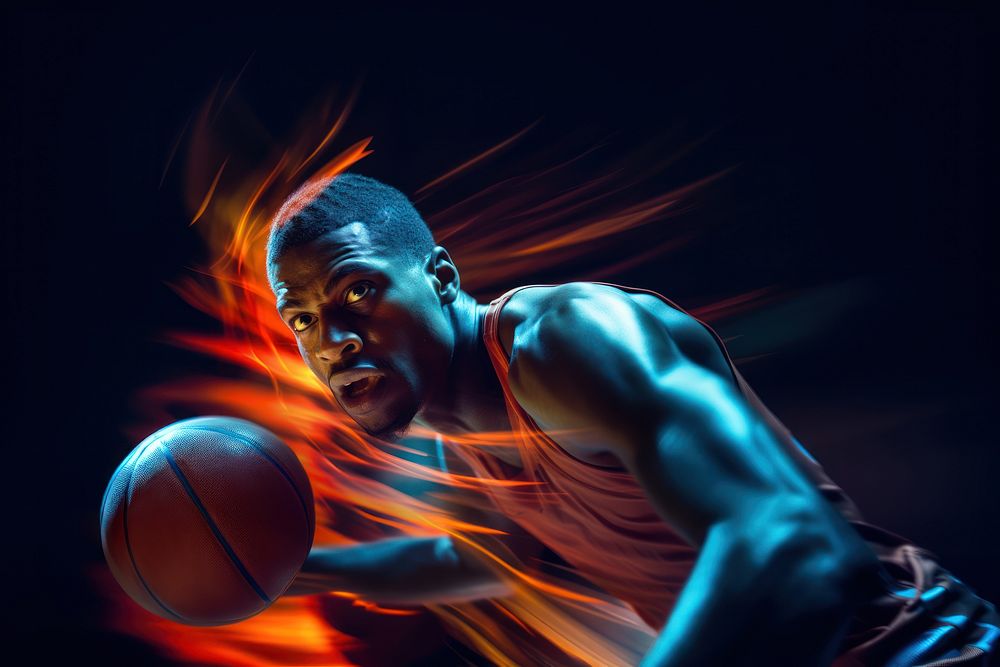 Man shoot basketball sports adult determination. AI generated Image by rawpixel.