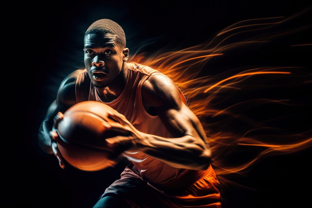 Man shoot basketball sports speed light. AI generated Image by rawpixel.