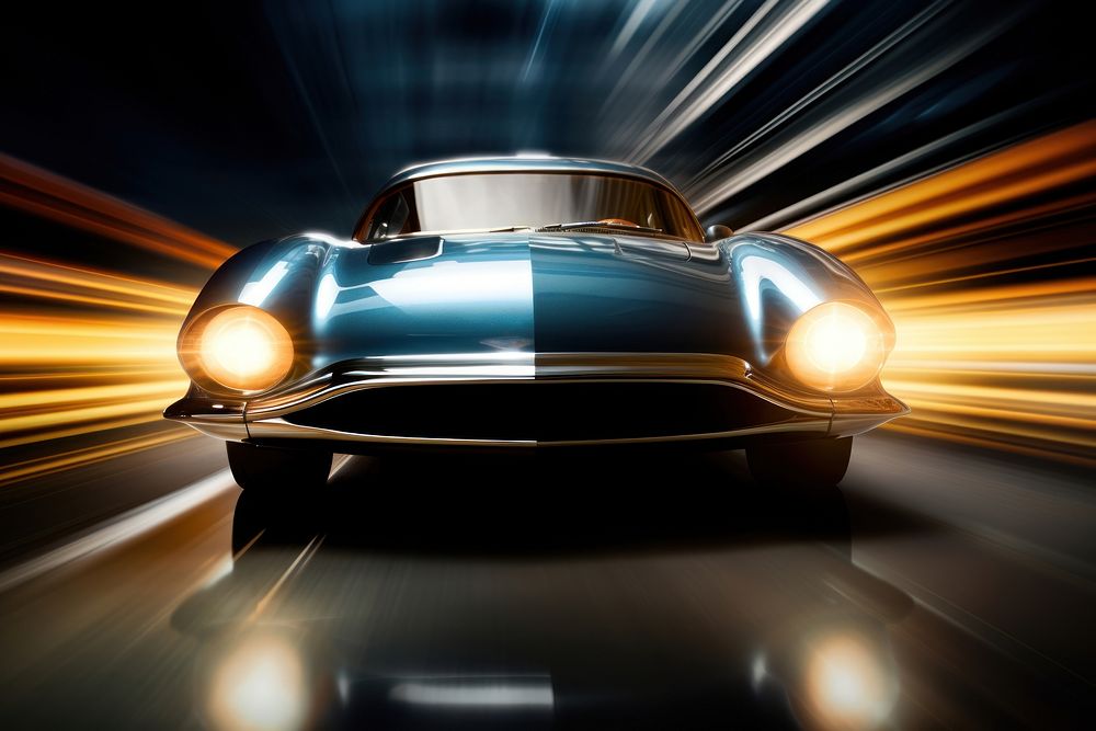 Front view car headlight vehicle speed. AI generated Image by rawpixel.