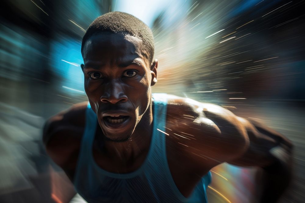 Runner portrait speed photo. AI generated Image by rawpixel.