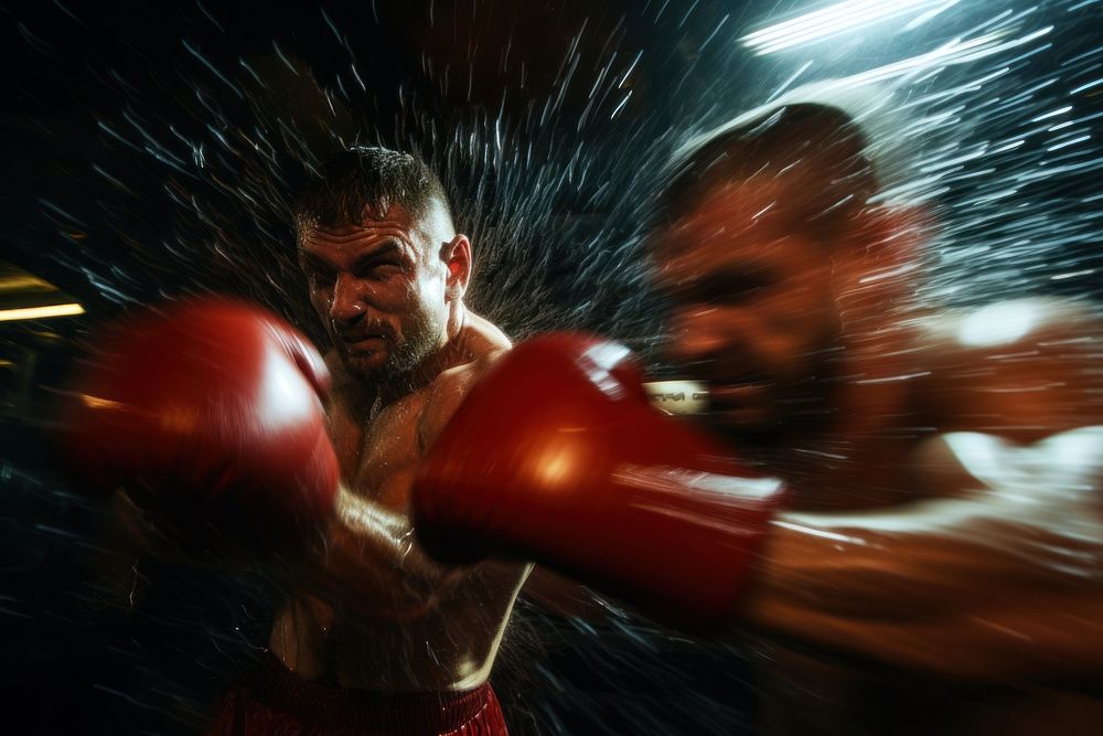 Two boxer rally punch punching sports boxing. AI generated Image by rawpixel.