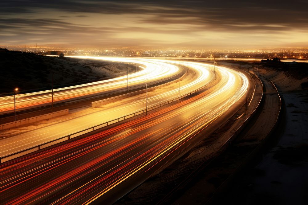 Highway outdoors speed light. AI generated Image by rawpixel.