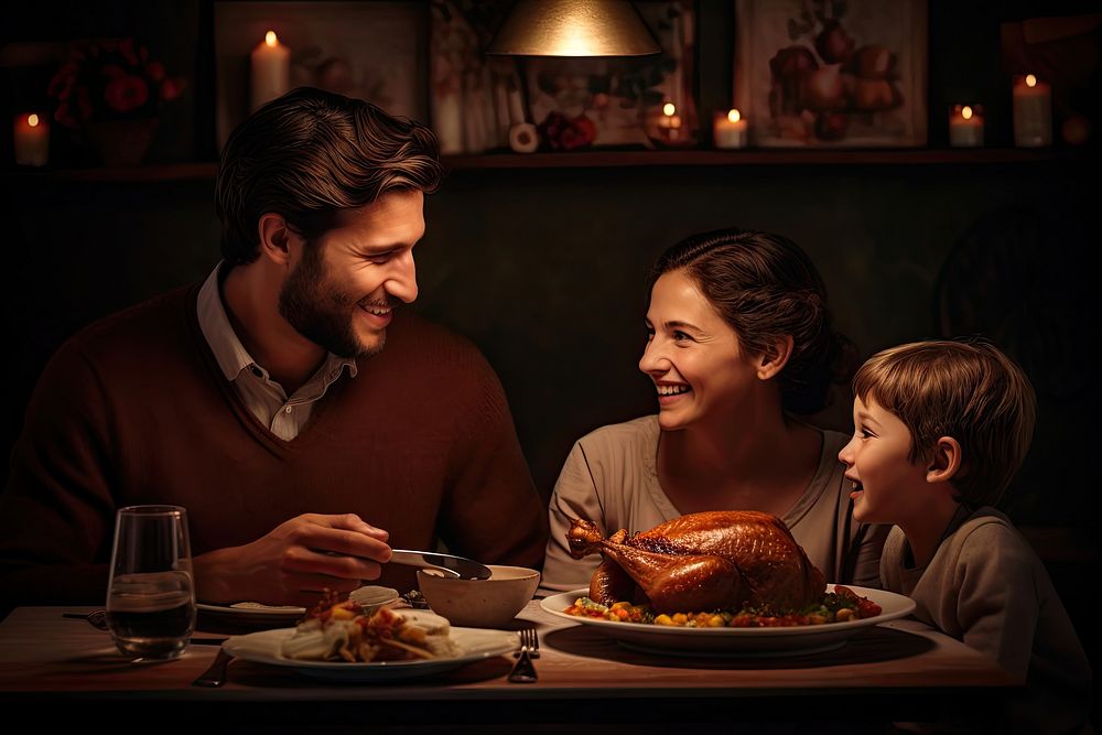 Happy Thanksgiving Day dinner thanksgiving father. AI generated Image by rawpixel.