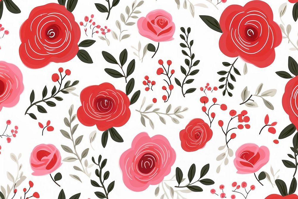 Red rose pattern backgrounds wallpaper. AI generated Image by rawpixel.