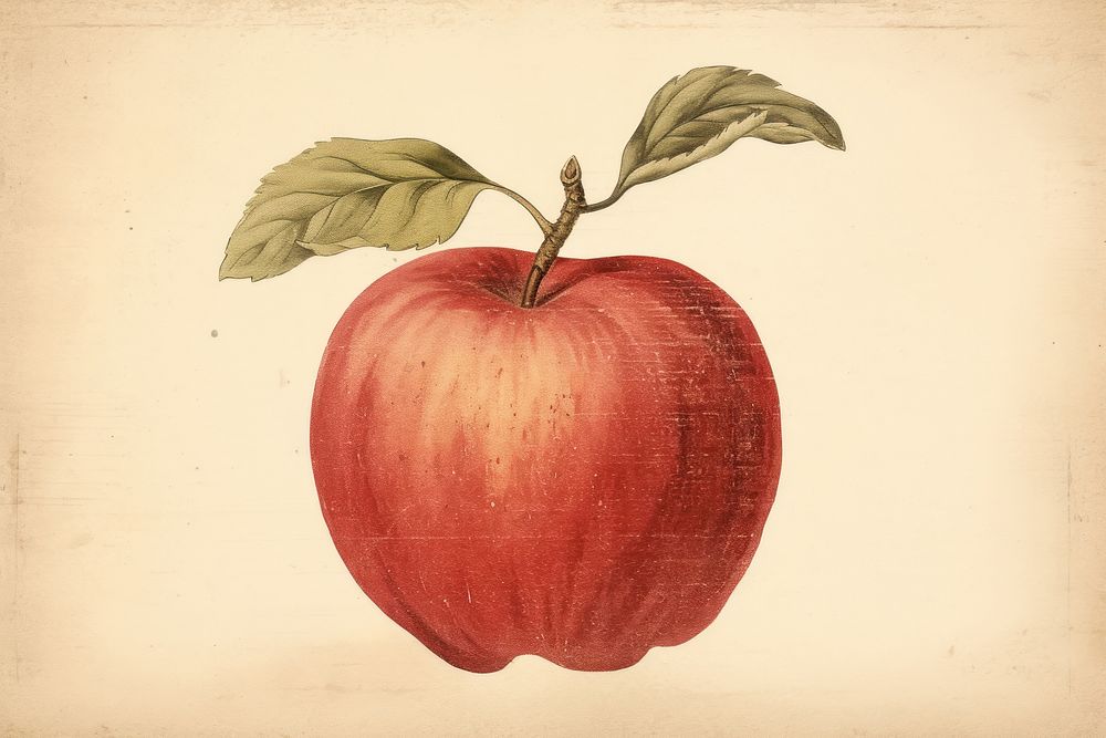 Vintage Apple apple painting. AI generated Image by rawpixel.