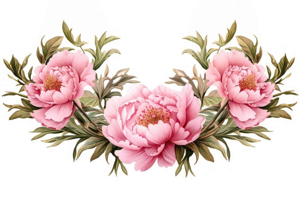 Vintage wreath Peony pattern. AI generated Image by rawpixel.