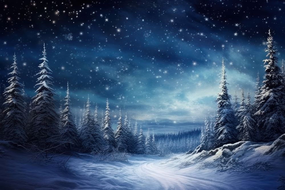 Christmas Winter landscape snow panoramic. AI generated Image by rawpixel.