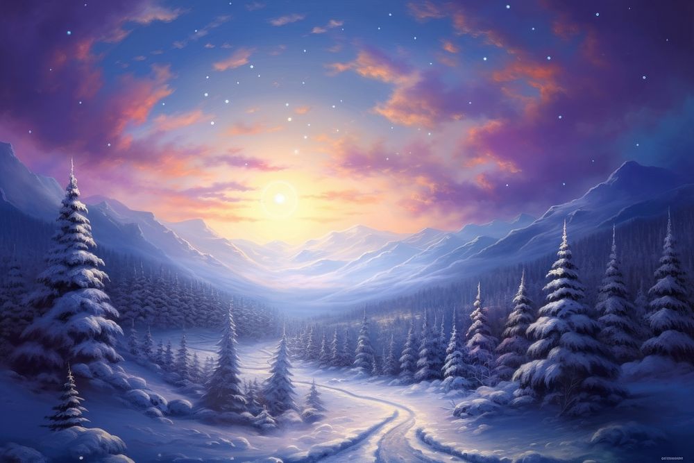 Christmas Winter landscape snow outdoors. AI generated Image by rawpixel.