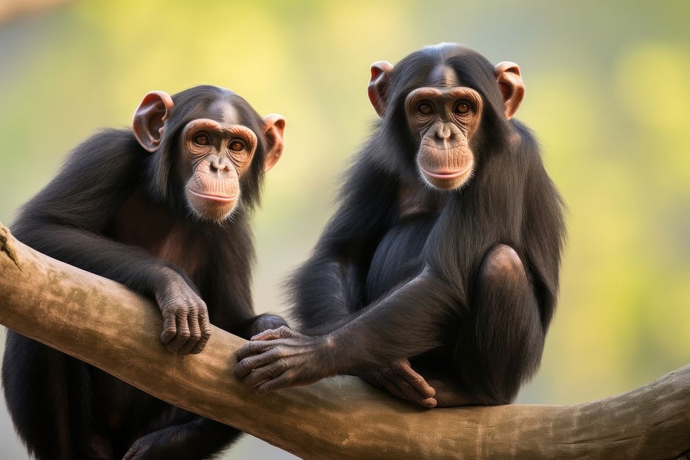 Two chimpanzees wildlife sitting monkey. | Free Photo - rawpixel