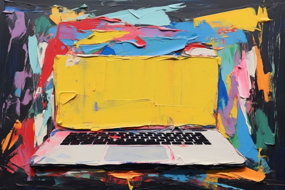 Laptop art computer painting. AI generated Image by rawpixel.