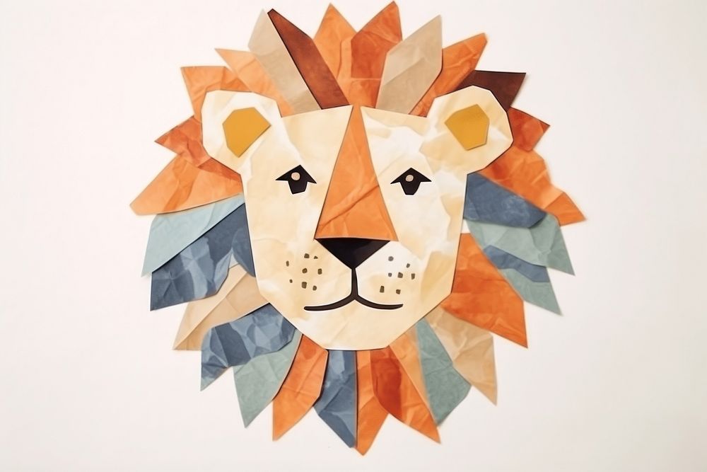 Lion paper art anthropomorphic. AI generated Image by rawpixel.
