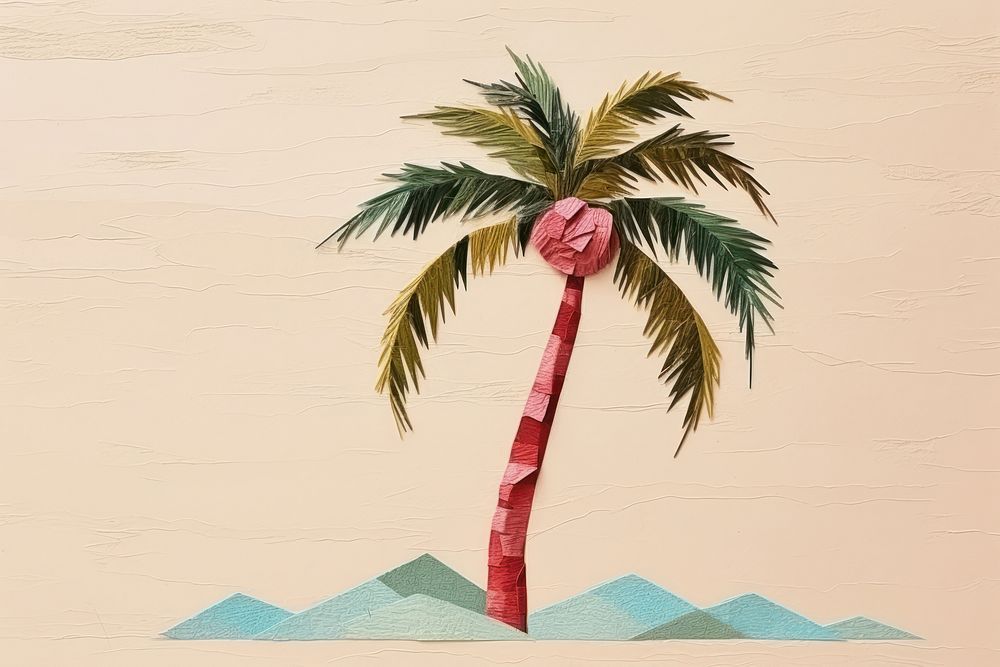 Palm tree plant art creativity. AI generated Image by rawpixel.