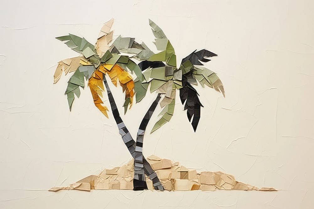 Palm tree painting plant leaf. AI generated Image by rawpixel.