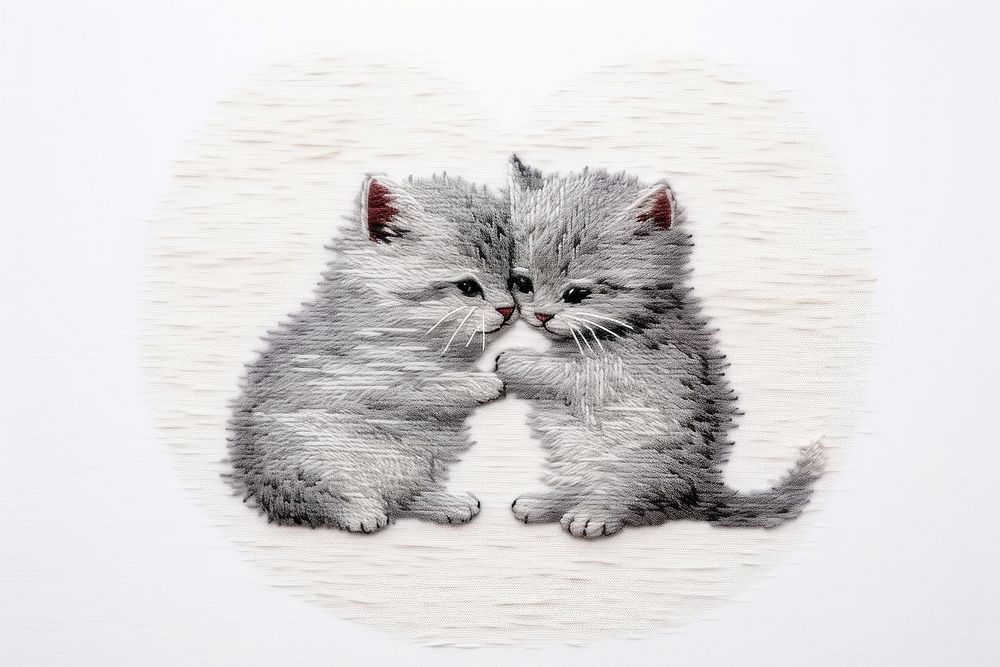 Cats hugging drawing animal mammal. AI generated Image by rawpixel.