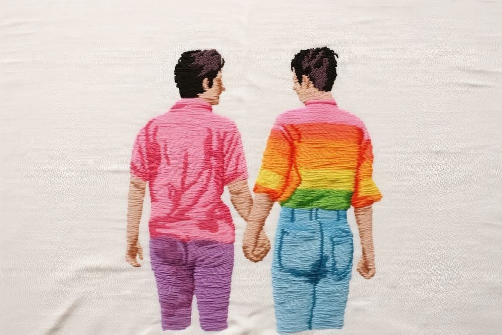 LGBTQ couple adult togetherness relaxation. AI generated Image by rawpixel.
