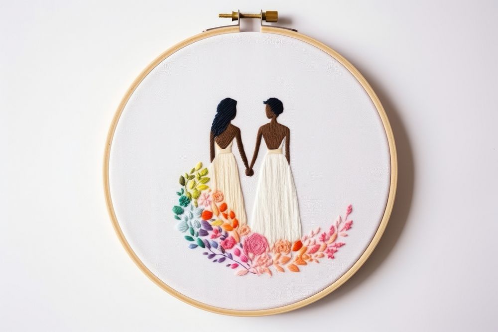 Wedding LGBTQ Couple embroidery wedding pattern. AI generated Image by rawpixel.