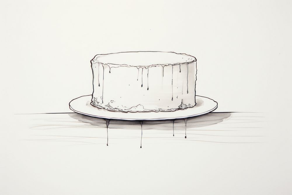 Cake drawing dessert sketch. AI generated Image by rawpixel.