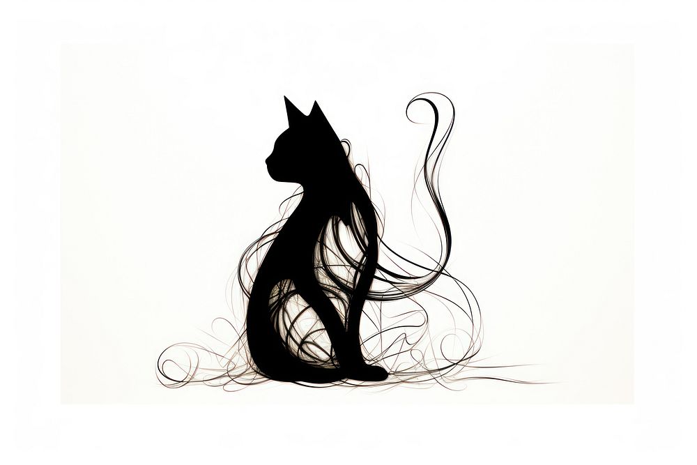 Cat drawing silhouette animal AI Free Photo Illustration rawpixel