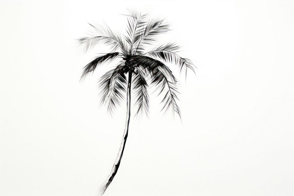 Palm tree drawing nature plant. AI generated Image by rawpixel.
