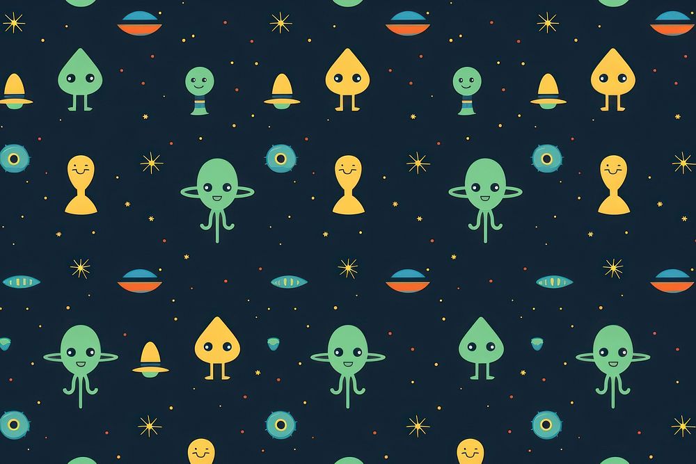 Aliens pattern backgrounds illuminated. AI generated Image by rawpixel.