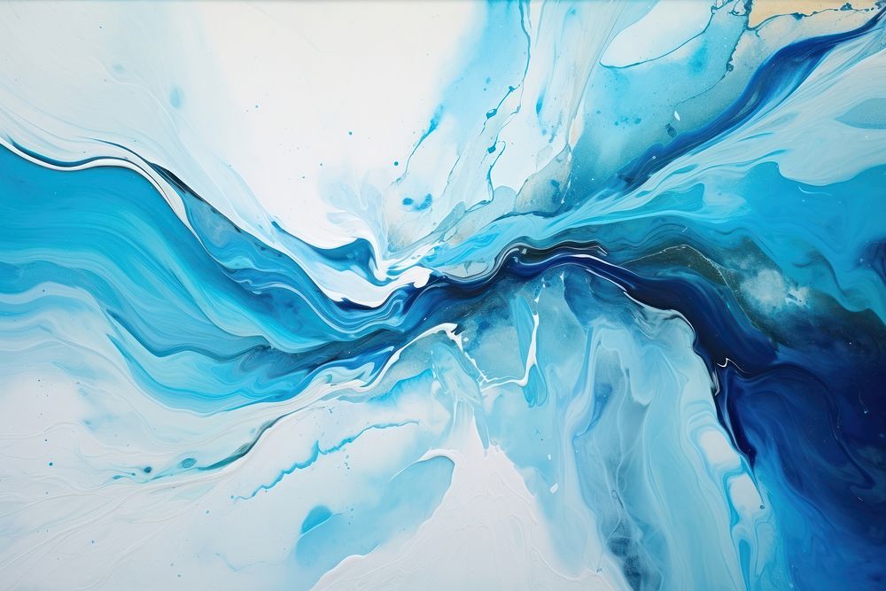 Abstract liquid blue and white turquoise painting nature. 