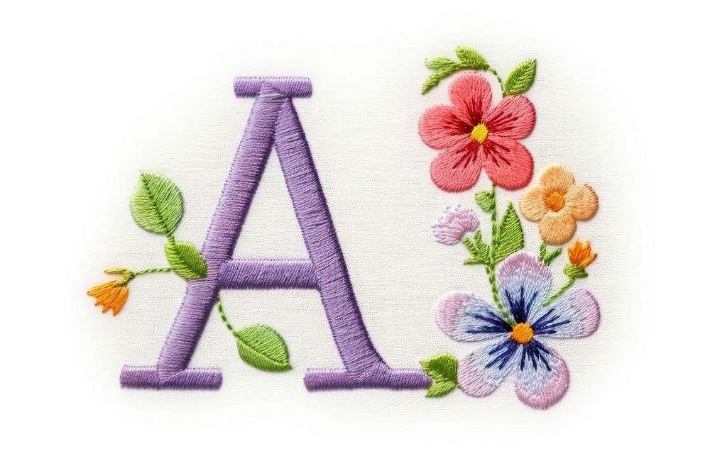 Embroidery pattern flower text. AI generated Image by rawpixel.